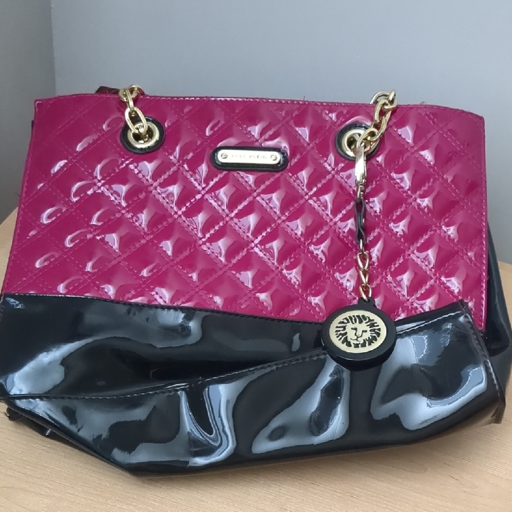 River Island Fuchsia and Black Quilted Shoulder Bag